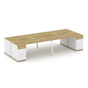 Рабочая станция на 4 места с двумя опорными тумбами