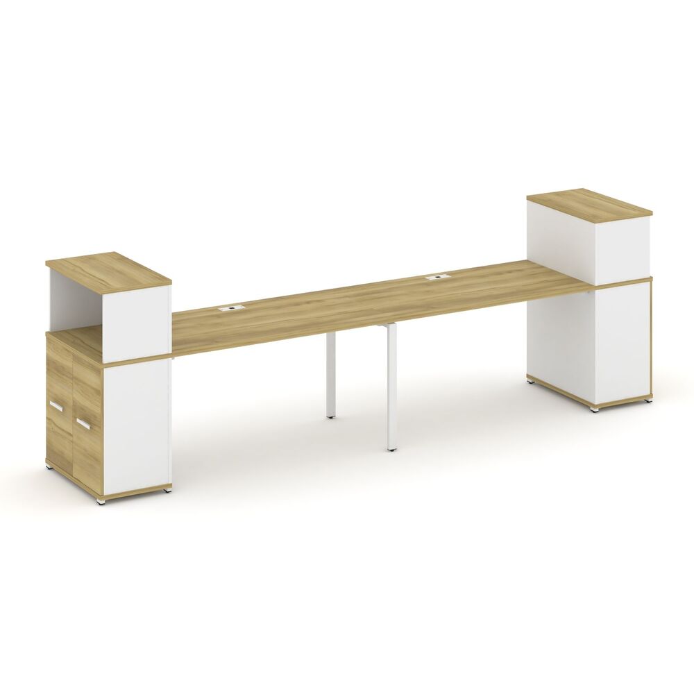 Рабочая станция с опорными распашными шкафами с надставкой низкой