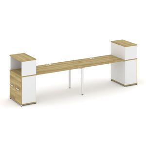 Рабочая станция с опорными распашными шкафами с надставкой низкой