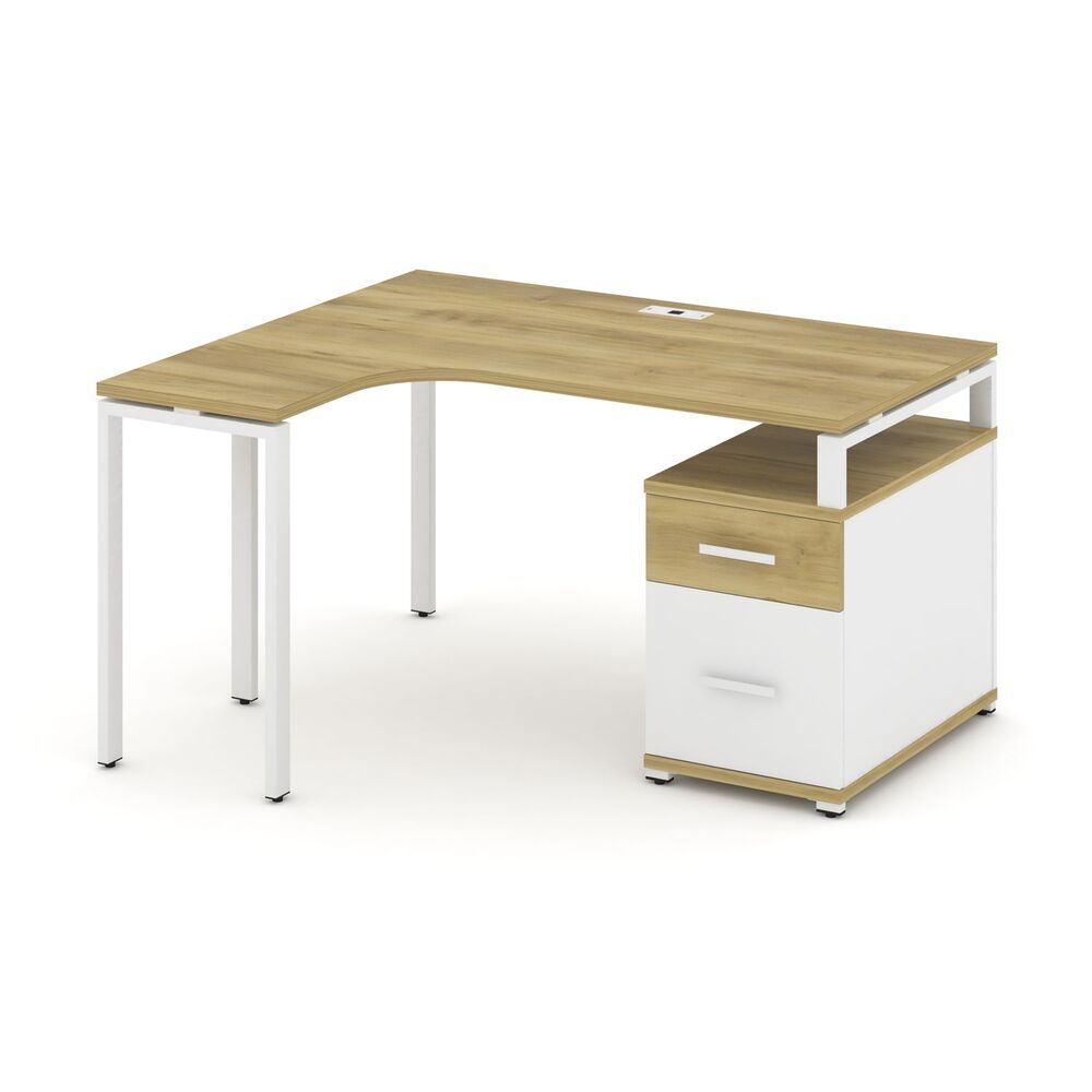 Стол эргономичный левый с опорной тумбой