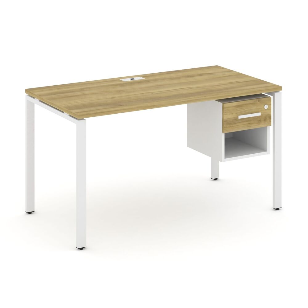 Стол рабочий с подвесной тумбой одной открытой нишей и одним ящиком