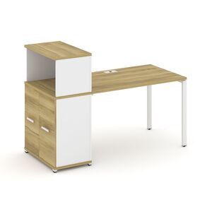 Стол рабочий с опорным распашным шкафом с надставкой низкой