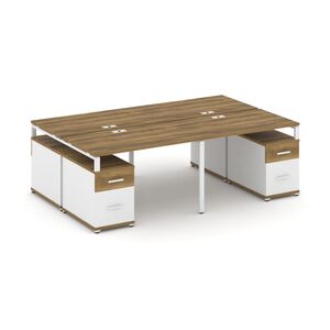 Рабочая станция на 4 места с двумя двухсторонними опорными тумбами