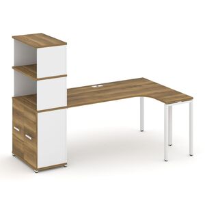 Стол эргономичный с опорным распашным шкафом с надставкой высокой правый