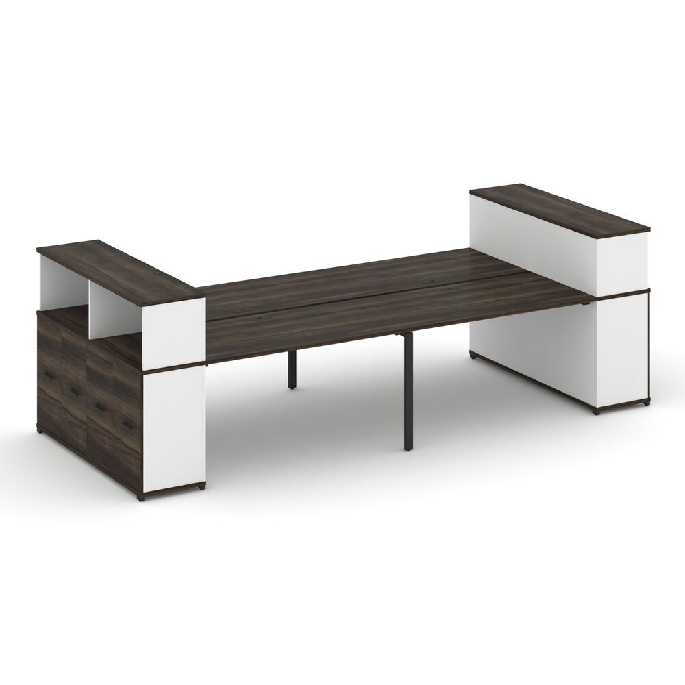 Рабочая станция с опорными распашными шкафоми с надставкой низкой