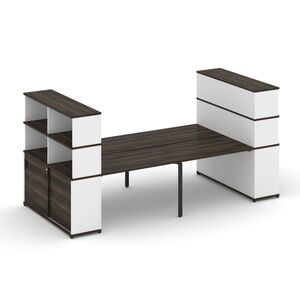 Рабочая станция с опорными шкафами купе с надставкой высокой