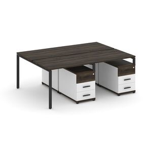 Рабочая станция на 4 места с двумя двухсторонними опорными тумбами