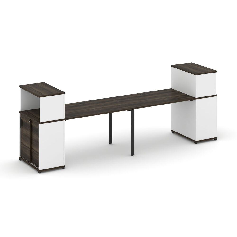 Рабочая станция с опорными шкафом купе с надставкой низкой