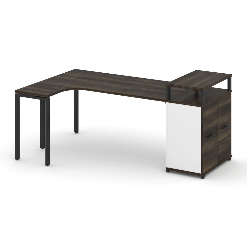 Стол эргономичный с опорным распашным шкафом с верхним горизонтом левый