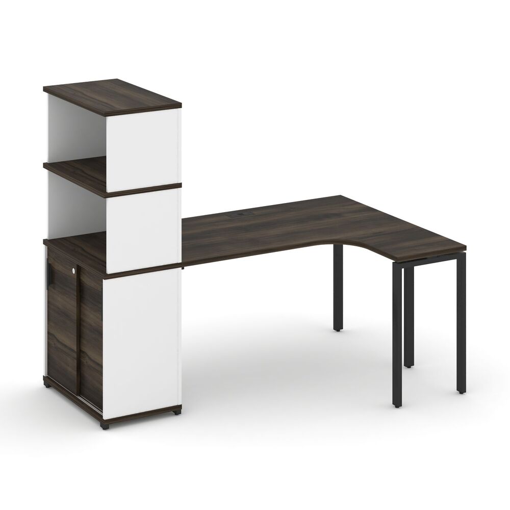 Стол эргономичный с опорным шкафом-купе с надставкой высокой правый