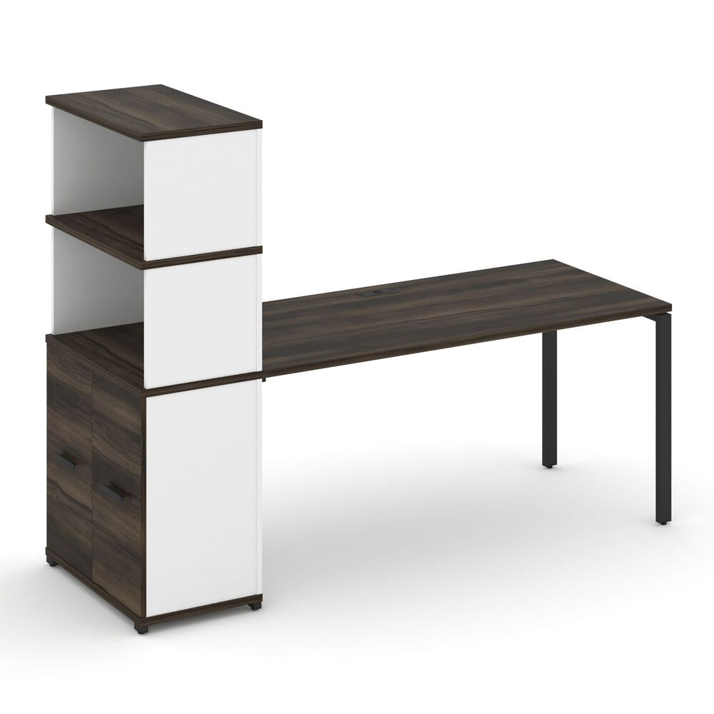 Стол рабочий с опорным распашным шкафом с надставкой высокой