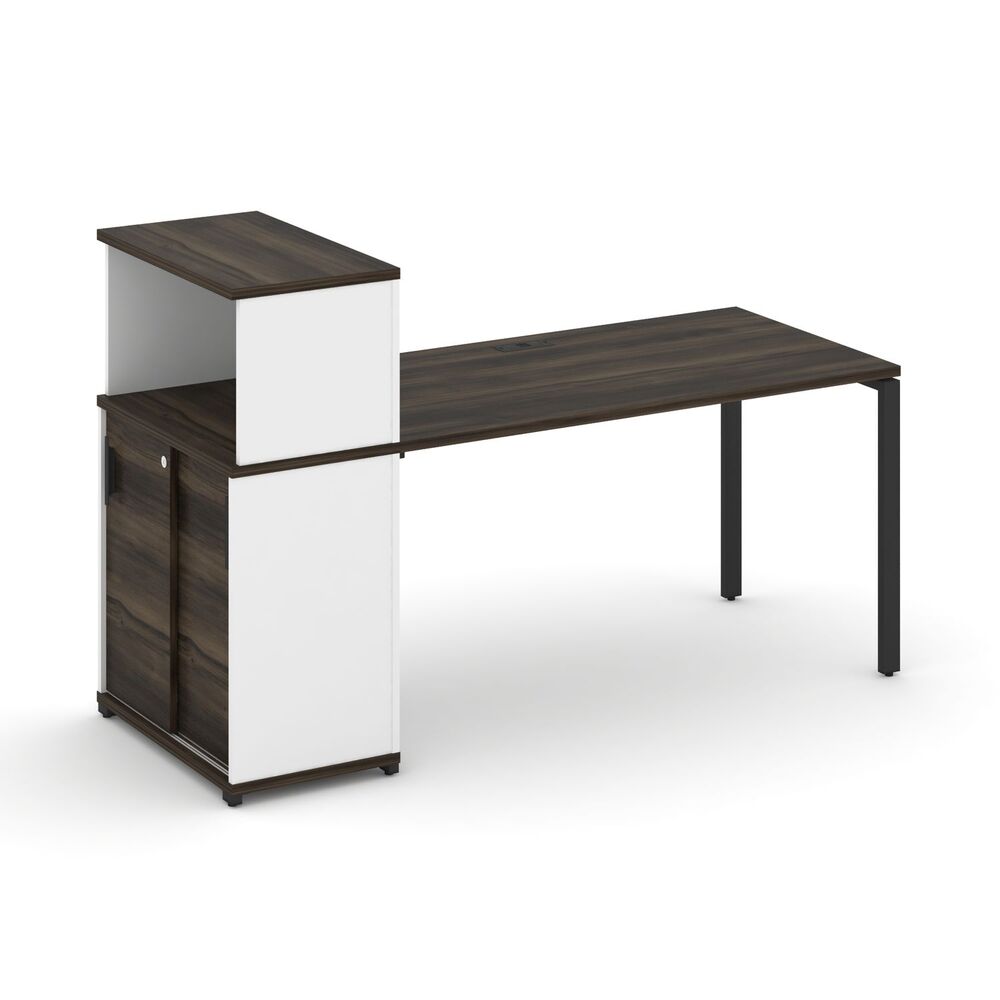 Стол рабочий с опорным шкафом купе с надставкой низкой