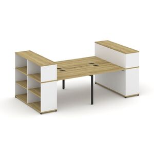 Рабочая станция с опорными стеллажами с надставкой низкой