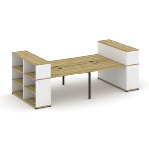 Рабочая станция с опорными стеллажами с надставкой низкой