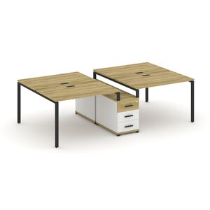 Рабочая станция на 4 места с двухсторонней опорной тумбой