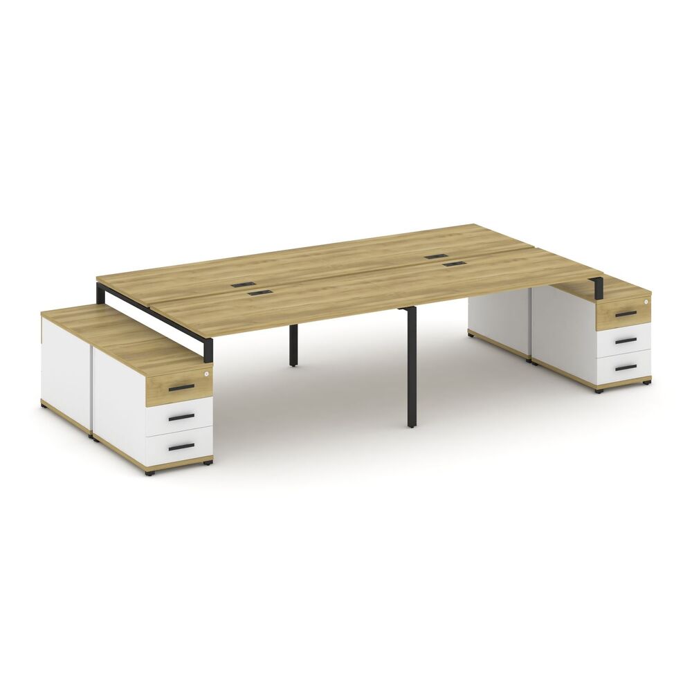 Рабочая станция на 4 места с двумя двухсторонними опорными тумбами