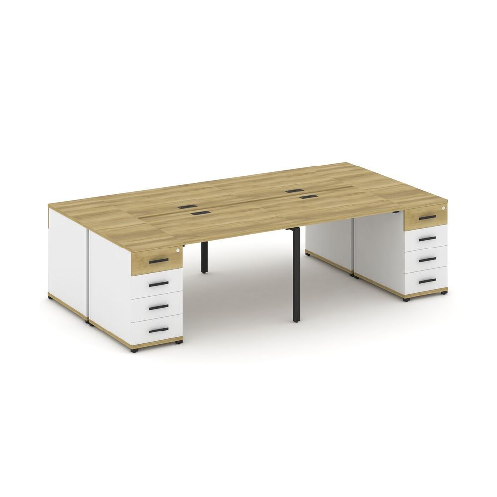 Рабочая станция на 4 места с двумя опорными тумбами