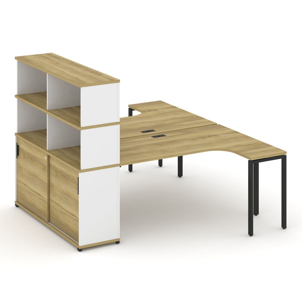 Рабочая станция с опорным шкафом-купе с надставкой высокой