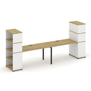 Рабочая станция с опорными стеллажами с надставкой высокой