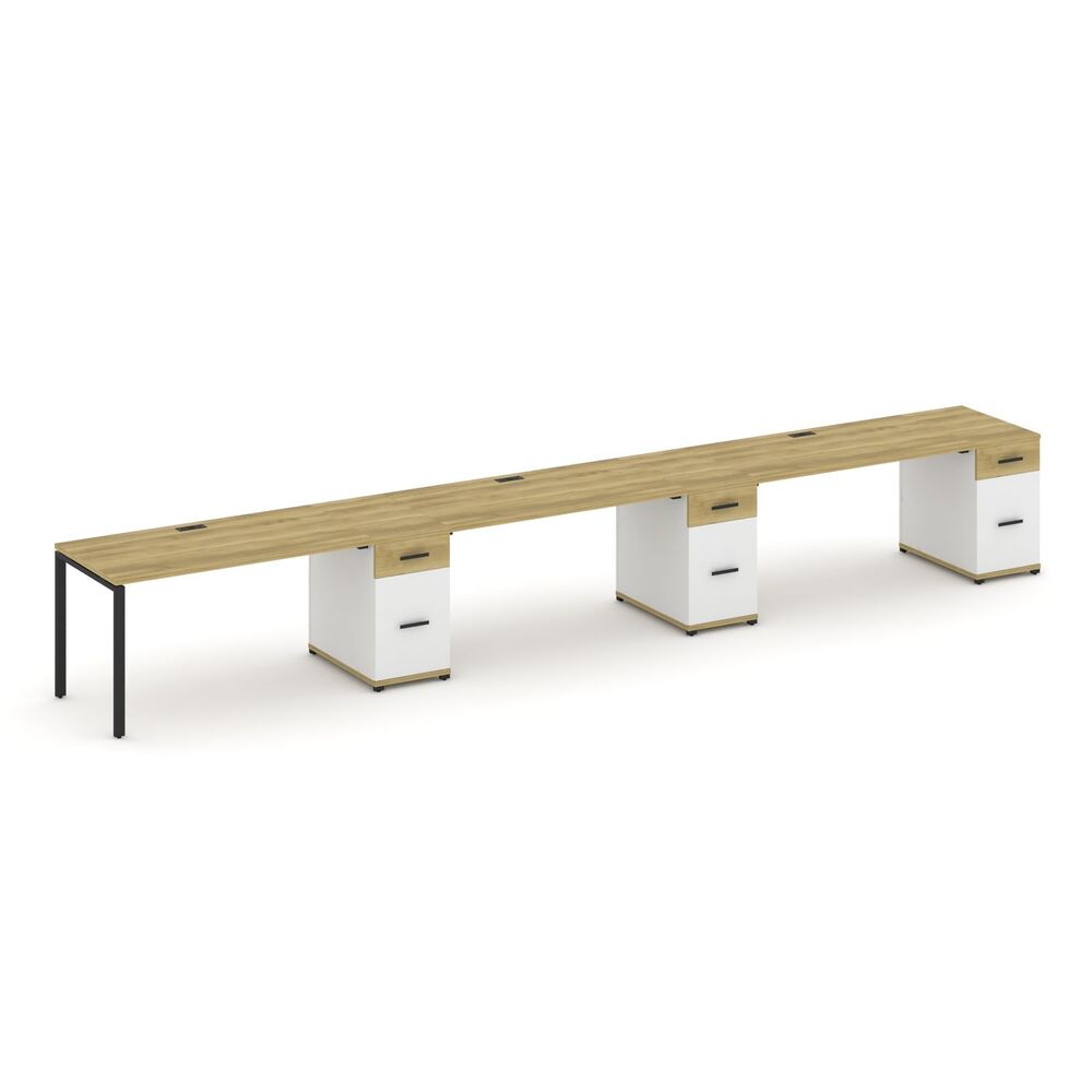 Рабочая станция на 3 места с тремя опорными тумбами