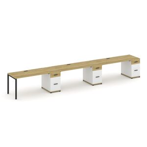 Рабочая станция на 3 места с тремя опорными тумбами