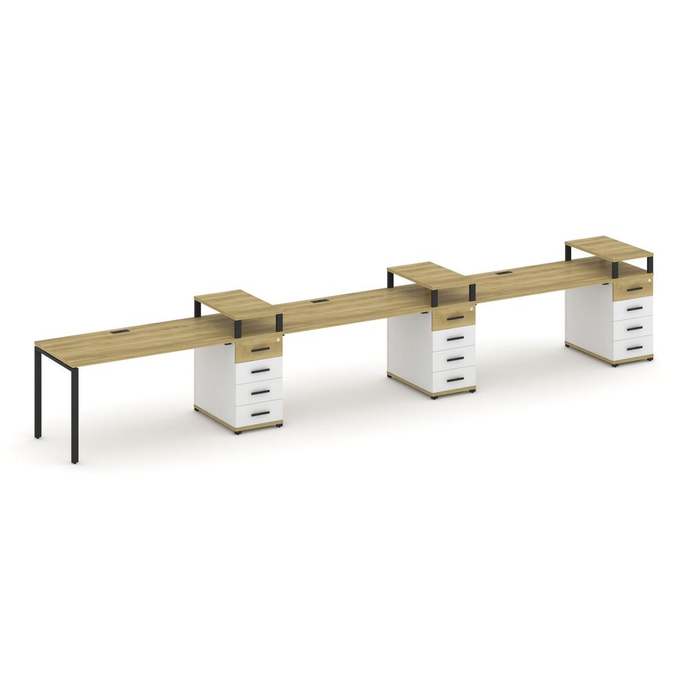 Рабочая станция на 3 места с тремя опорными тумбами