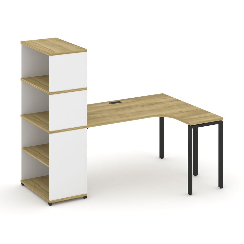 Стол эргономичный с опорным стеллажом с надставкой высокой правый