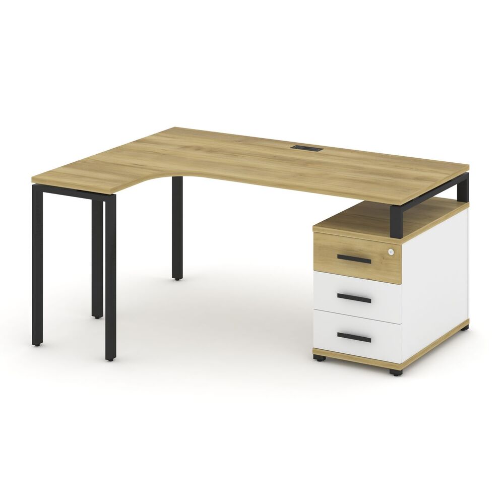 Стол эргономичный левый с опорной тумбой