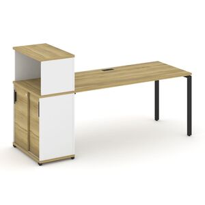Стол рабочий с опорным шкафом купе с надставкой низкой
