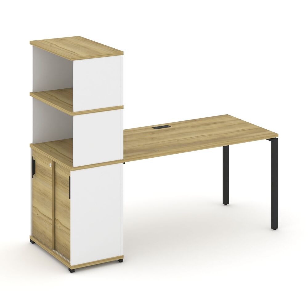 Стол рабочий с опорным шкафом купе с надставкой высокой