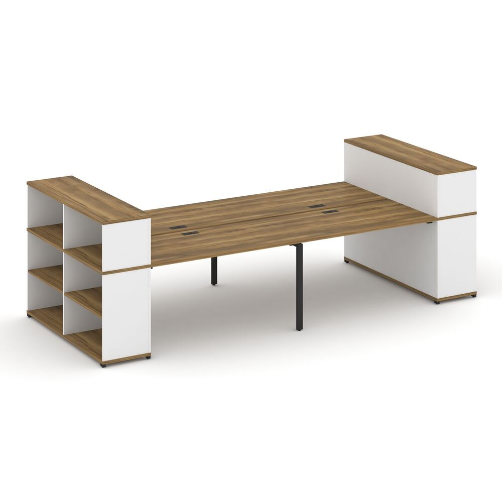 Рабочая станция с опорными стеллажами с надставкой низкой