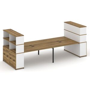 Рабочая станция с опорными распашными шкафоми с надставкой высокой