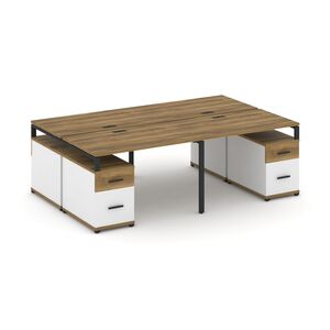 Рабочая станция на 4 места с двумя двухсторонними опорными тумбами