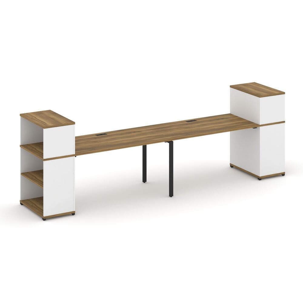 Рабочая станция с опорными стеллажами с надставкой низкой