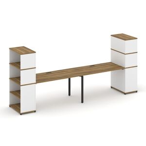 Рабочая станция с опорными стеллажами с надставкой высокой