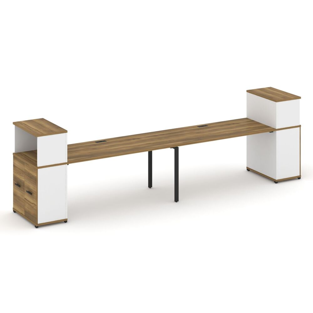 Рабочая станция с опорными распашными шкафами с надставкой низкой