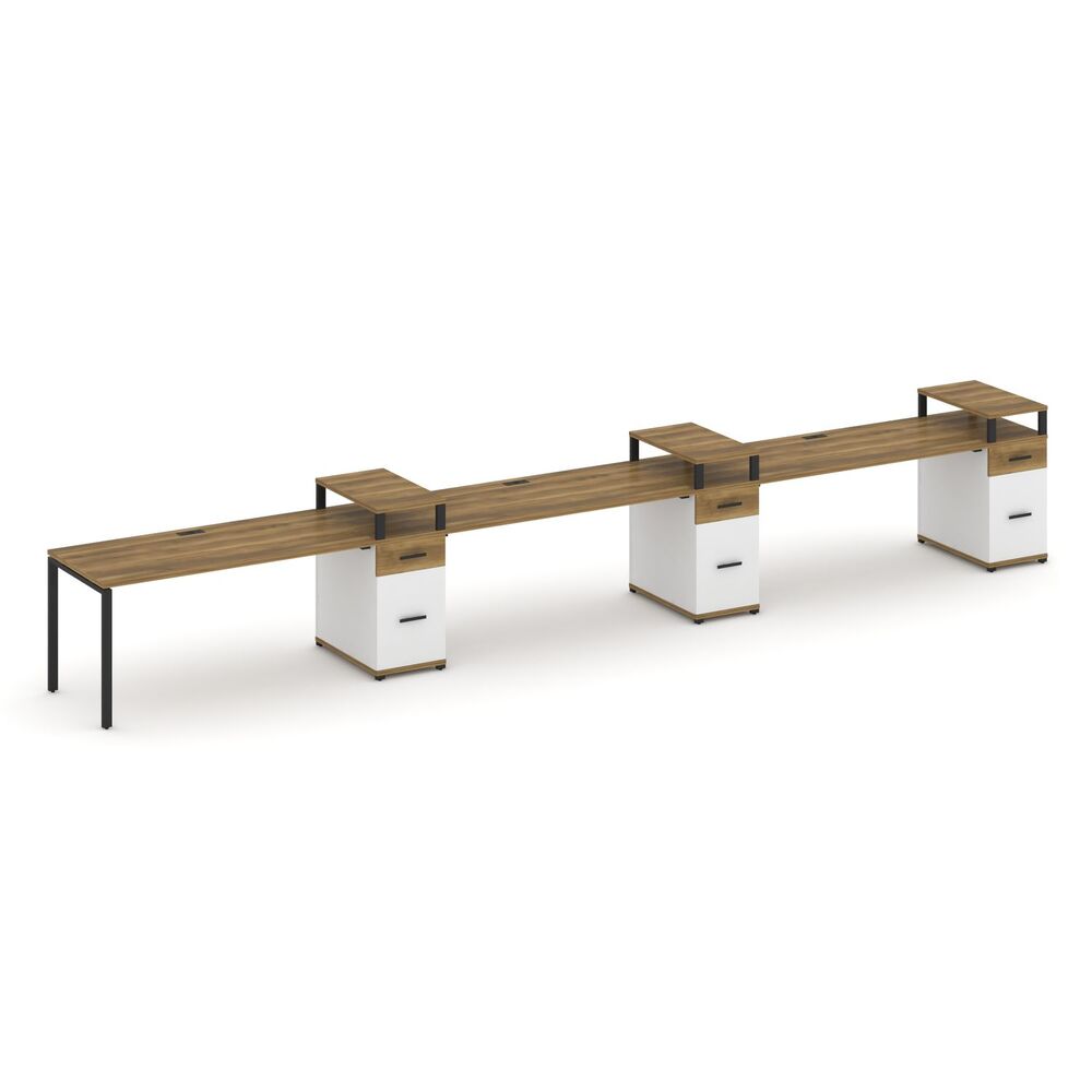 Рабочая станция на 3 места с тремя опорными тумбами