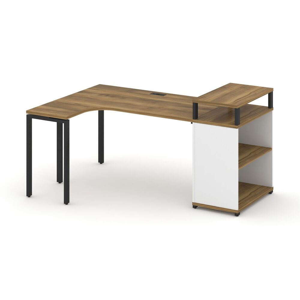 Стол эргономичный с опорным стеллажом с верхним горизонтом левый