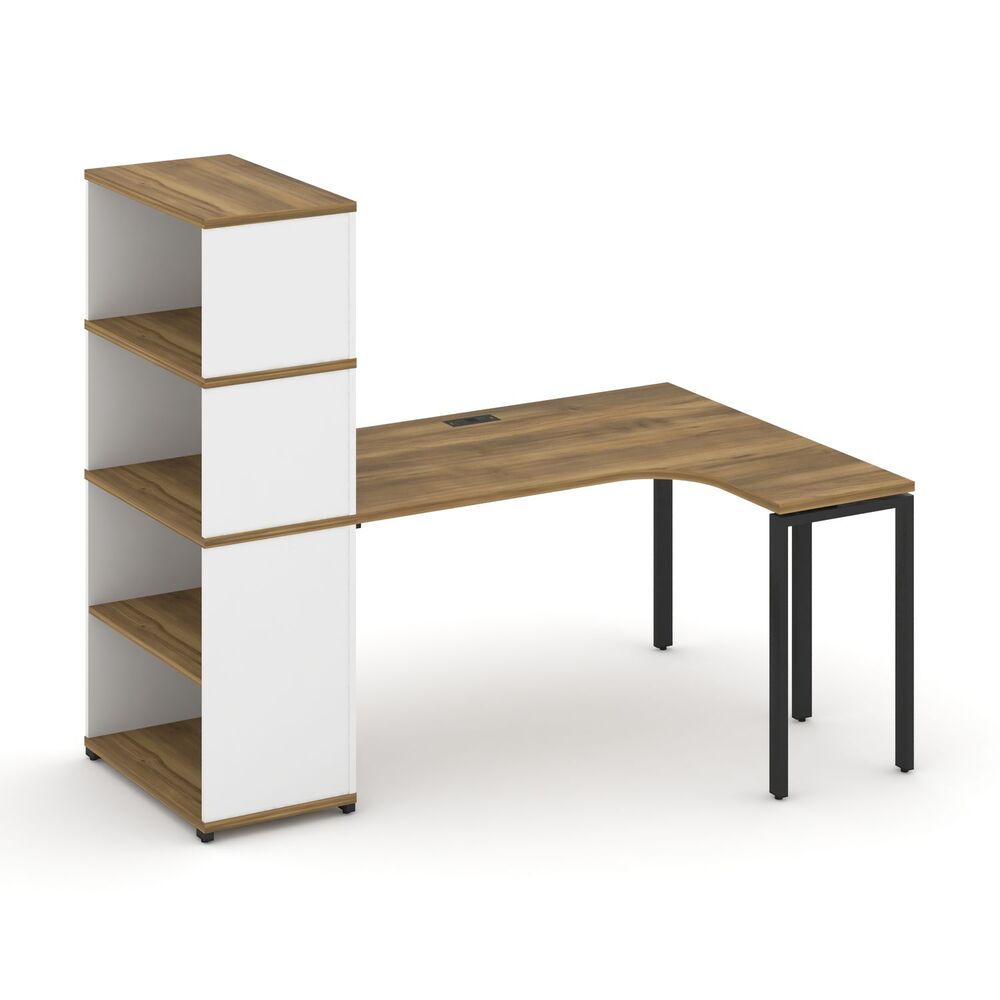 Стол эргономичный с опорным стеллажом с надставкой высокой правый