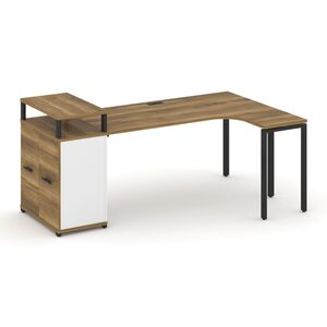 Стол эргономичный с опорным распашным шкафом с верхним горизонтом левый