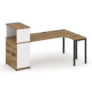 Стол эргономичный с опорным распашным шкафом с надставкой низкой правый