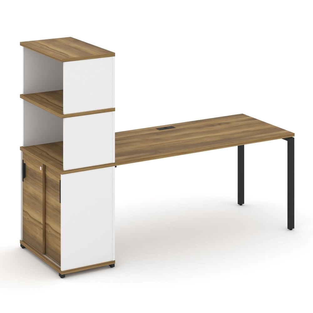 Стол рабочий с опорным шкафом купе с надставкой высокой