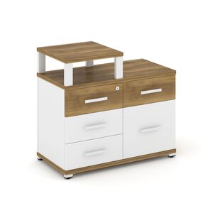 Тумба приставная широкая 4 ящика + 1 распашной фасад с надставкой узкой