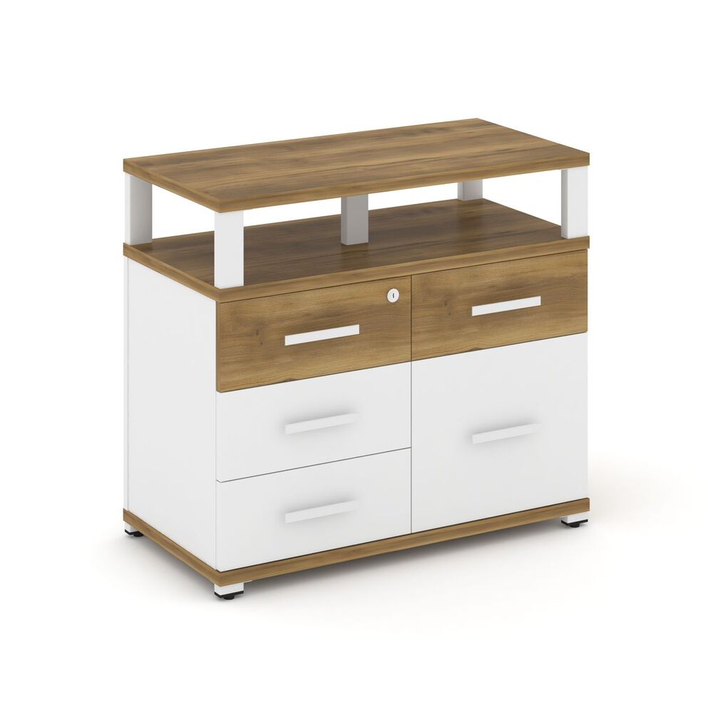 Тумба приставная широкая 4 ящика + 1 распашной фасад с надставкой широкой