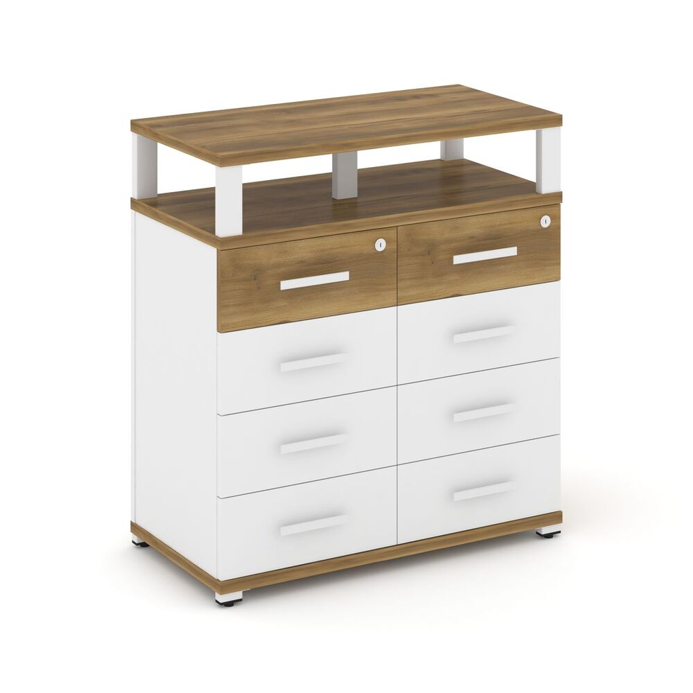 Тумба приставная широкая 8 ящиков с надставкой широкой