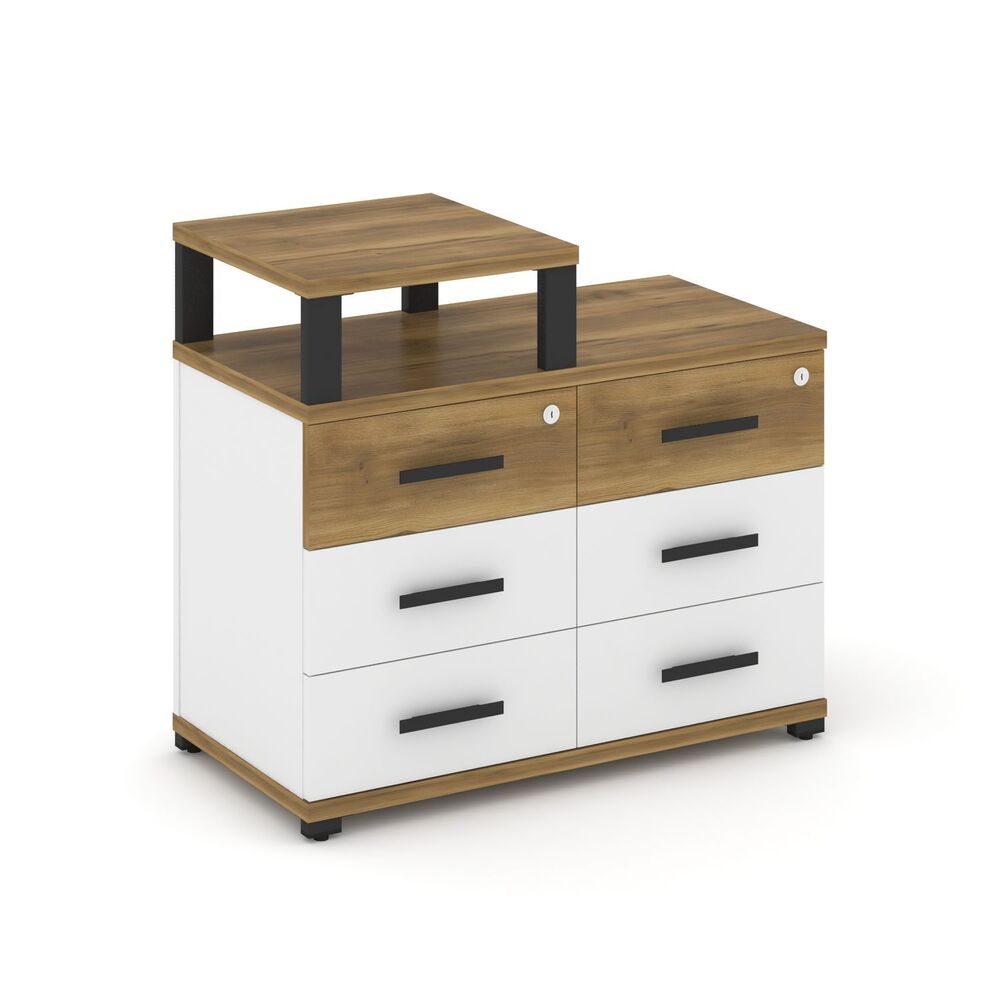 Тумба приставная широкая 6 ящиков с надставкой узкой