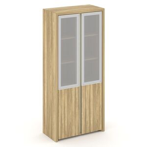 Шкаф высокий широкий (2 низ. фасада ЛДСП+2 сред. фасада стеклов раме)