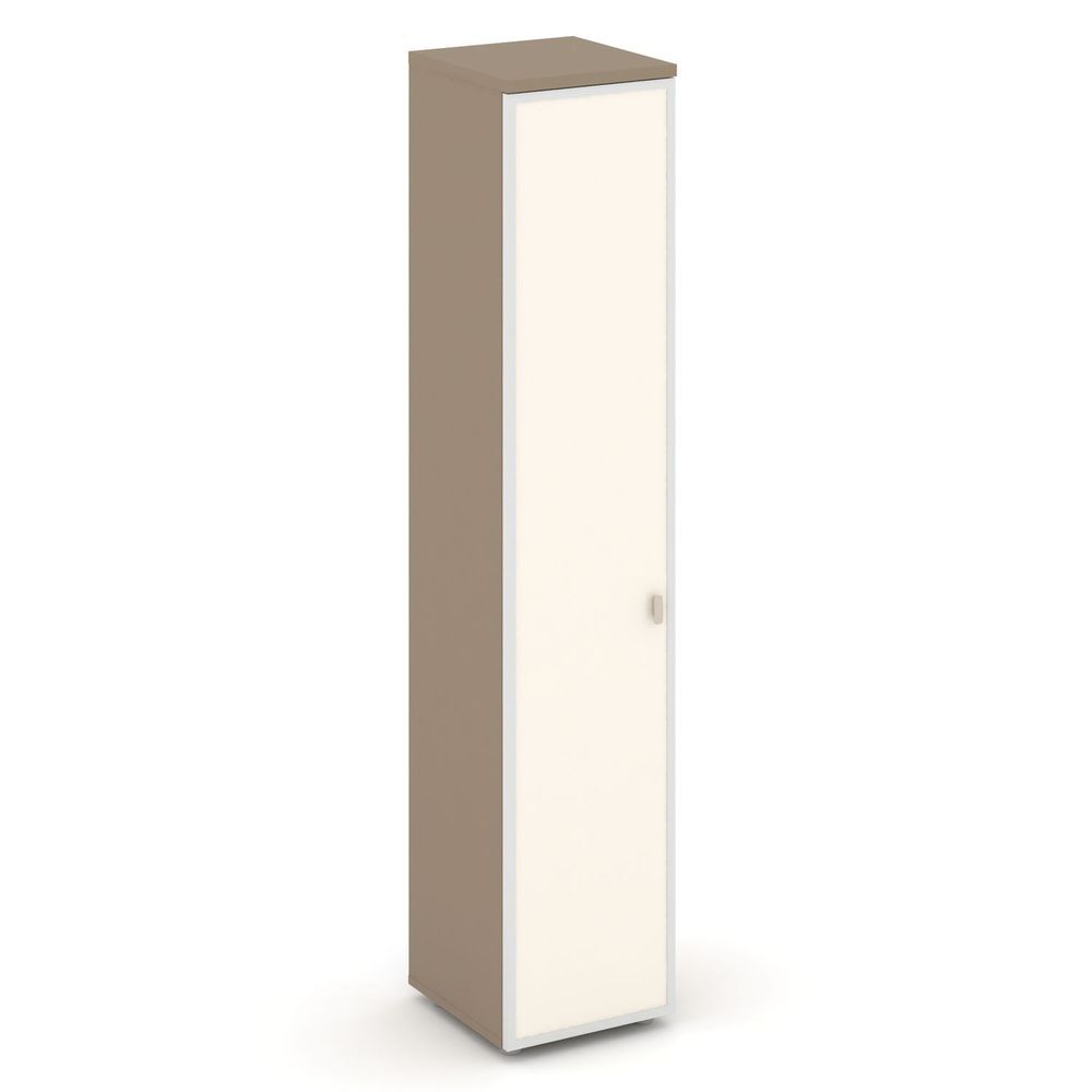 Шкаф высокий узкий левый (1 высокий фасад стекло лакобель в раме)