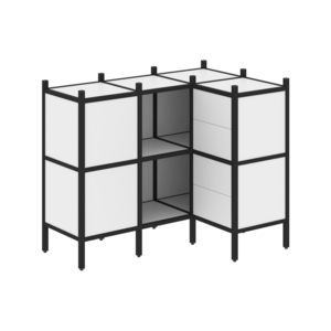 Угловой внутренний стеллаж наборный