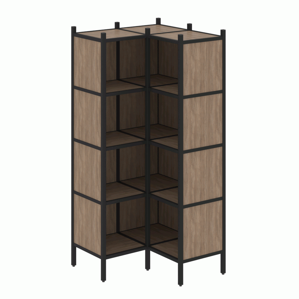 Угловой внутренний стеллаж наборный